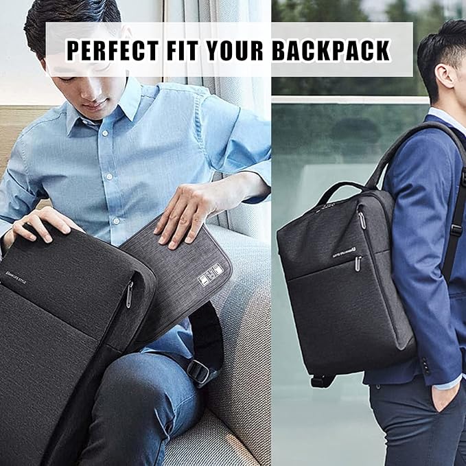 CILLA Travel Cord Organizer Case, Portable Waterproof Storage Bag for Charger, Cord, USB, Power Bank, Earphone, SD Card, Travel Essentials