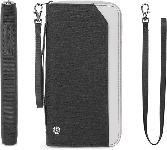 Travel Passport Holder for Family - RFID Large Travel Passport Wallet with Airtag & Card Holder Women Men, Lightweight Passport Cover Case Book Travel Document Organizer with Zipper Pocket,Black