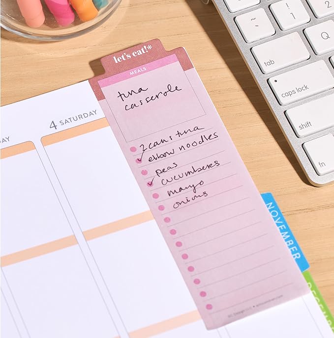 Erin Condren Multifunctional Sticky Notes and Bookmark for Grocery Lists and Meal Prep, Use as Tab or Bookmark in Notebooks, Planners, Journals