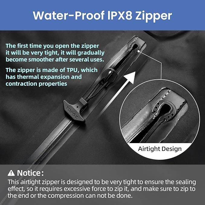 BAGAIL TPU Vacuum Bag for Travel, Reusable Compression Bag with IPX8 Waterproof Zipper, Save Space for Suitcase, Backpack and Carry on (Black, Large, With Pump)