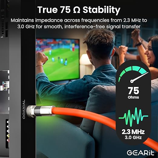 GEARit Coaxial Cable for Direct Burial (35ft) RG6 70 Ohm RF Rubber Boot Waterproof Underground in-Wall with Rubber Boot, High-Speed Internet, Broadband, Digital TV Aerial, Satellite Cable 35 Feet