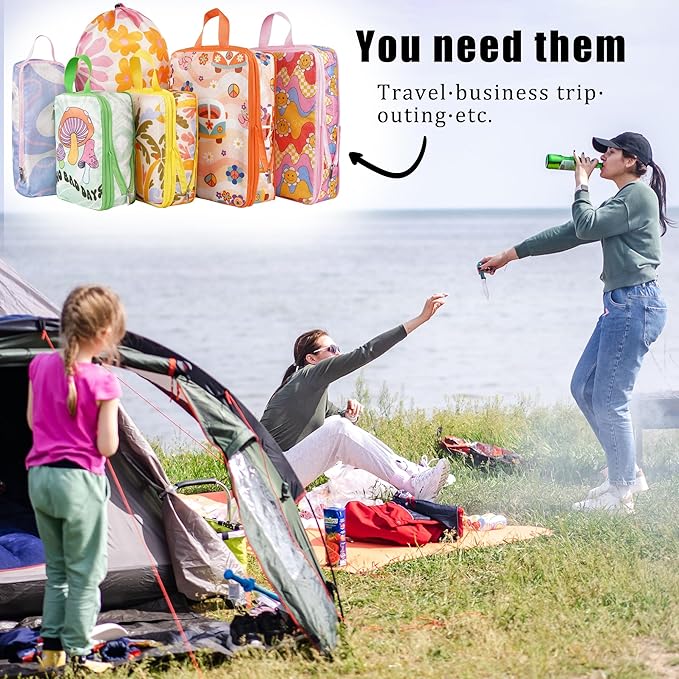 8 Pcs Compression Packing Cubes Travel for Suitcases, Waterproof Luggage Organizer Washable Storage Bags Set for Backpack Travel- Packaging Cubes for Carry-Ons and Storage