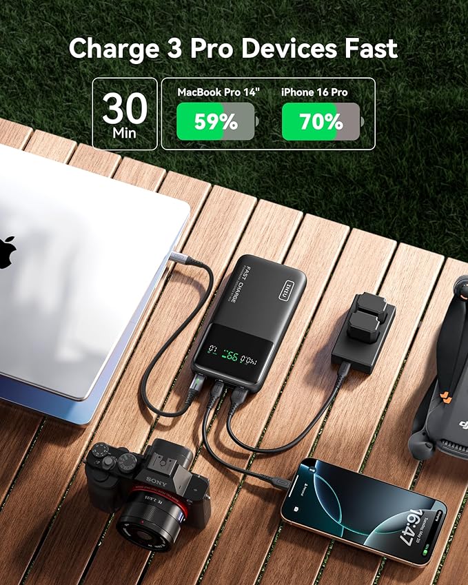 INIU 140W Power Bank, 27000mAh High Capacity Laptop Portable Charger, USB C in&Out Tablet Powerbank, Digital Display Phone Charger, Travel Charger Compatible with iPhone 17 16, iPad, MacBook, Laptop