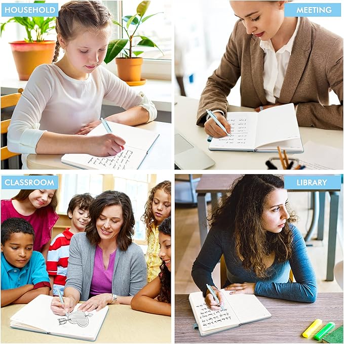 feela 18 Pack Journal Notebook for Work, Business Notebook Bulk Hardcover Lined Writing Journal with Pen Holder for Men Women Note Taking, with 18 Black Pens, 120 GSM, 5.1”x8.3”, A5, Light Blue