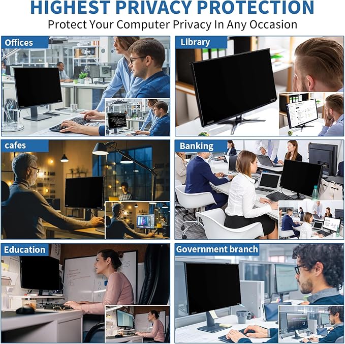 32 Inch Computer Privacy Screen Filter for 16:9 Widescreen Computer Monitor Magnetic Privacy Shield Computer Screen Protector Anti Glare and Blue Light