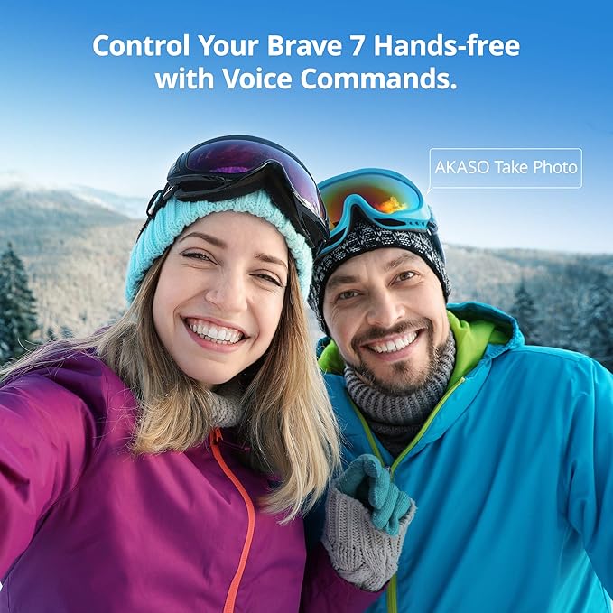 AKASO Brave 7 Action Camera 4K30FPS 20MP with 256GB U3 MicroSDXC Memory Card, Waterproof Camera with Touch Screen IPX8 33FT EIS 2.0 Zoom Support External Mic Voice Control with 2X 1350mAh Batteries