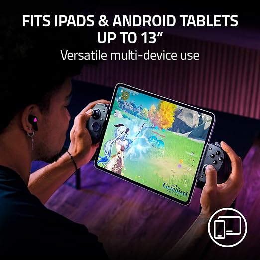 Kishi V3 Pro XL Gaming Controller for iPad & Android Tablets up to 13": Full Sized TMR Thumbsticks - Dual Back Buttons - Wired & Remote Play for PC - HD Haptics - 6 Free Months of Apple Arcade