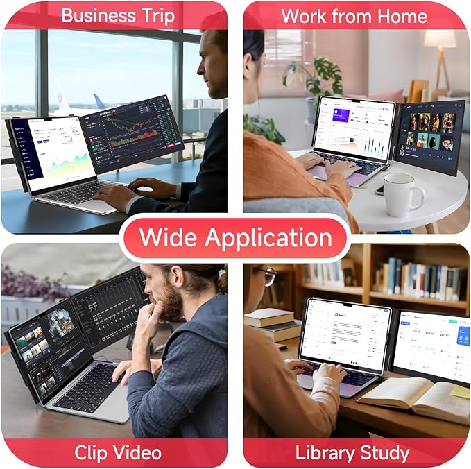 Laptop Screen Extender, 14" Lightweight & Ultra-Thin 1080P IPS Portable Laptop Monitor, Dual Monitor Extender for Remote Work/Business Travel/Home Office, Compatible with Windows/Mac/Chrome