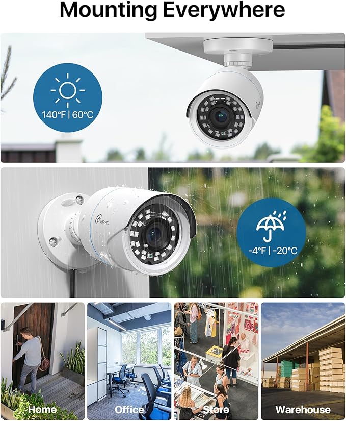 Security Camera System, 1080p H.265+ DVR with 1TB HDD, AI Human Vehicle Detection Wired Surveillance Camera, Home Security System for Indoor Outdoor, IP66 Video Surveillance Camera APP Remote