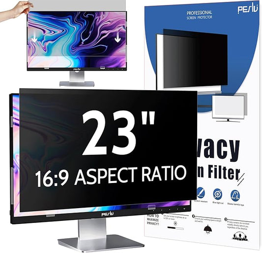 Computer Privacy Screen 23 Inch for 16:9 Widescreen Monitor, Removable 23inch Anti Blue Light Anti Glare Monitor Privacy Filter Shield