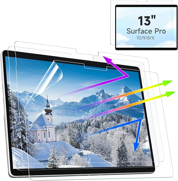 3 Pack Paper Screen Protector for Surface Pro 11/10/9/8/X -13 Inch(2019-2024), Draw and Write Like on Paper, Anti Glare Blue Light Filter, Sensitivity Film, Matte Shield Stylus Pen & Case Friendly