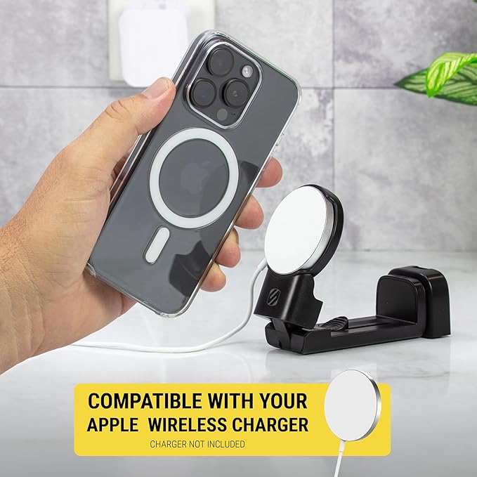 Scosche SMSTRVL MagSafe Airplane Phone Holder Mount, Magnetic Cell Phone Stand for Desk, Tray Table, Seat Back or Tripod, Plane Travel Essentials for Flying Compatible with iPhone 16/15/14/13/12