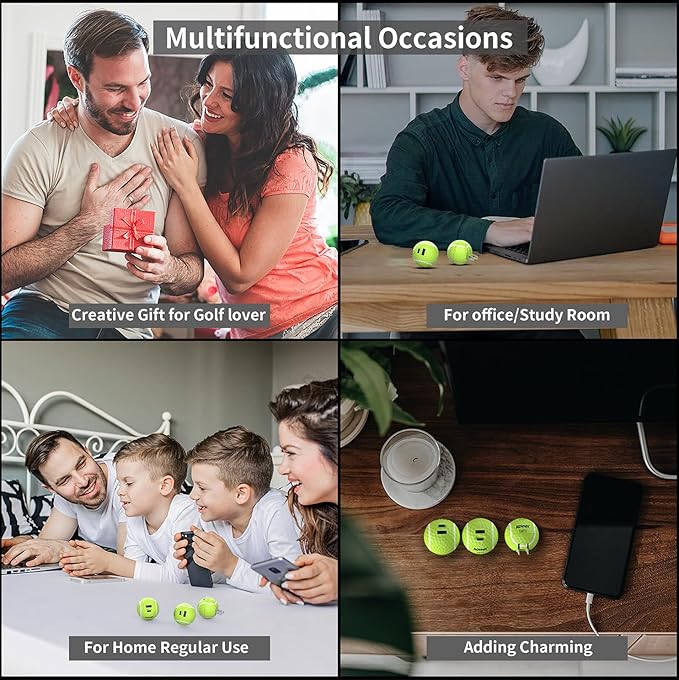 20W Dual Port Creative Golf Ball Charger Block， GaN III Power Adapter Fast Wall Charger with UL Certified, Fast Charging for iPhone 16/16 Pro/16 Pro Max/16 Plus/15/14/13/12, Galaxy, iPad, Airpods