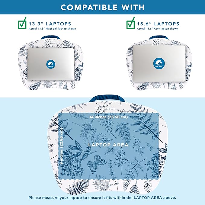 LAPGEAR MyStyle Portable Lap Desk with Cushion - Blue Garden - Fits up to 15.6 Inch Laptops - Style No. 45302