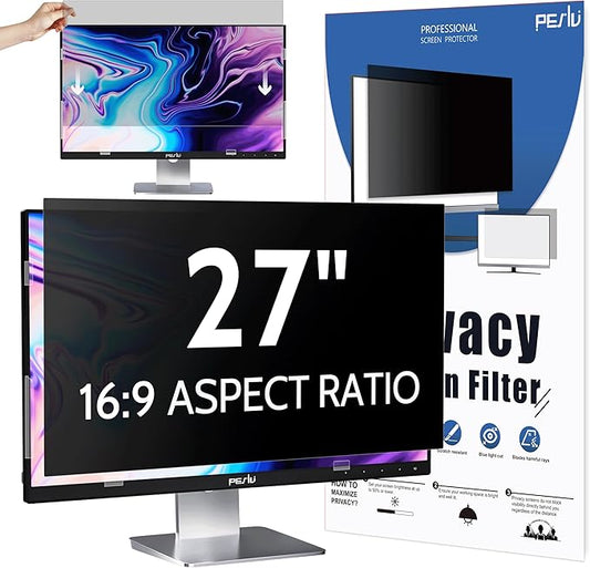 Computer Privacy Screen 27 Inch for 16:9 Widescreen Monitor, Removable 27inch Anti Blue Light Anti Glare Monitor Privacy Filter Shield (23 9/16" x 13 1/4")