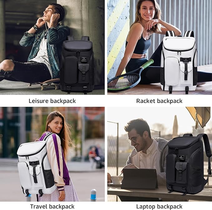 Carry on Travel Backpack for Men Women,30L Multi-Pocket 17.3inch Laptop Backpack, Sports Gym Tennis Badminton Backpack with Shoe Compartment-Black