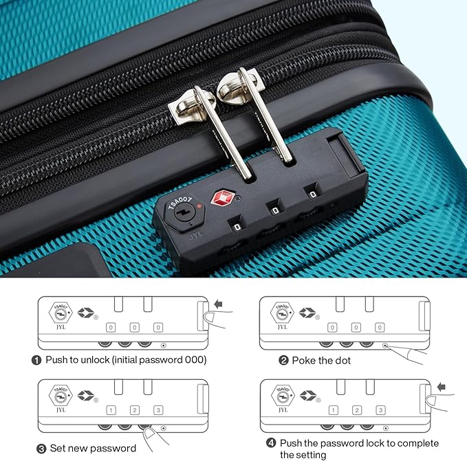 Hanke Expandable Hard Shell Luggage Sets 2 piece Carry on Luggage with Wheels Suitcases Lightweight Checked Tsa Luggage Rolling Large Suitcase Travel Luggage Bag Woman Men 20/29 Inch(Caribbean Blue)