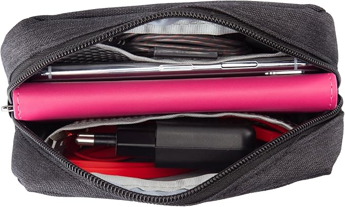 E-Tree Cute Small Pouch, Makeup Cosmetic Bag,Make up Bag for Purse,Toiletry Zipper Pouch,Tech Bag,Electronic Organizer Travel Case,Storage Pouches for Organization Black