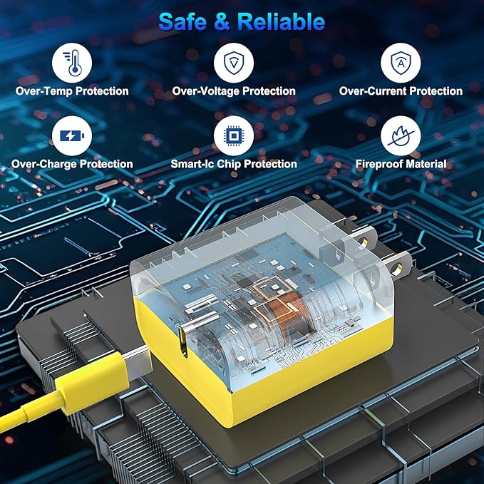 iPhone 17 16 15 Charger Fast Charging, 3 Pack PD 20W USB C Charger with 10FT Cord, USB C Cable Type C Chargers Block for iPhone 17/17 Pro/17 Pro Max/16/16 Plus/16 Pro/16 Pro Max/15/15 Pro（Yellow）