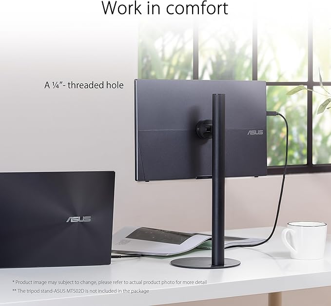 ASUS ZenScreen 16” (15.6 inch viewable) 1080P USB-C Portable Monitor (MB16AHV) - Full HD, IPS, Blue Light Filter, Anti-glare, Mini HDMI, Kickstand, Tripod Mountable, Protective Sleeve, 3 year warranty