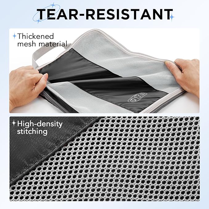 2 Set Compression Packing Cubes for Travel Essentials,Compressible Expandable Packing Cubes for Suitcase,OlarHike Luggage Organizer Bags for Travel,Handy Helper for Organizing Clothes(Black)