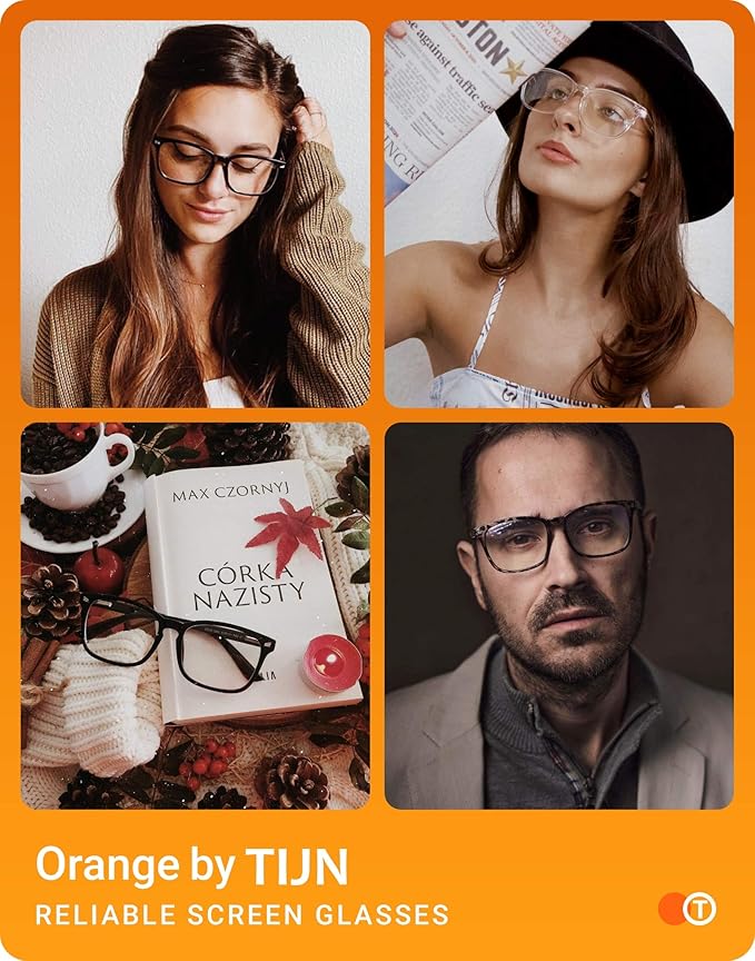 TIJN Blue Light Blocking Glasses for Women Men Clear Frame Square Nerd Eyeglasses Anti Blue Ray Computer Screen Glasses