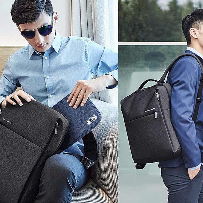 SELLYFELLY Travel Electronics Organizer Portable Cable Organizer Bag for Storage Electronic Accessories Case for Cord,Phone,Charger,Flash Drive (Navy Blue)