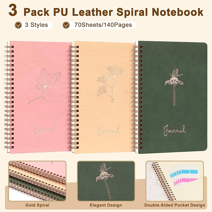 37PCS Stationery Set, Aesthetic Bible Journal Set, 3PCS A5 Spiral Notebooks, Gel Pens, Sticky Notes & Tabs, Gift Box for Students Back to School Supplies