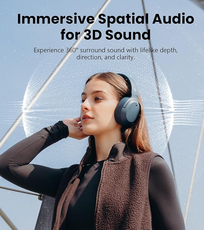 Edifier W820NB Plus Gen 2 Wireless Over-Ear Noise Cancelling Headphone, -49 dB ANC, LDAC Hi-Res Audio, 88H Playtime, Spatial Sound, Volume Guard, Bluetooth V6.1 & Multipoint, Fast Charge - Navy