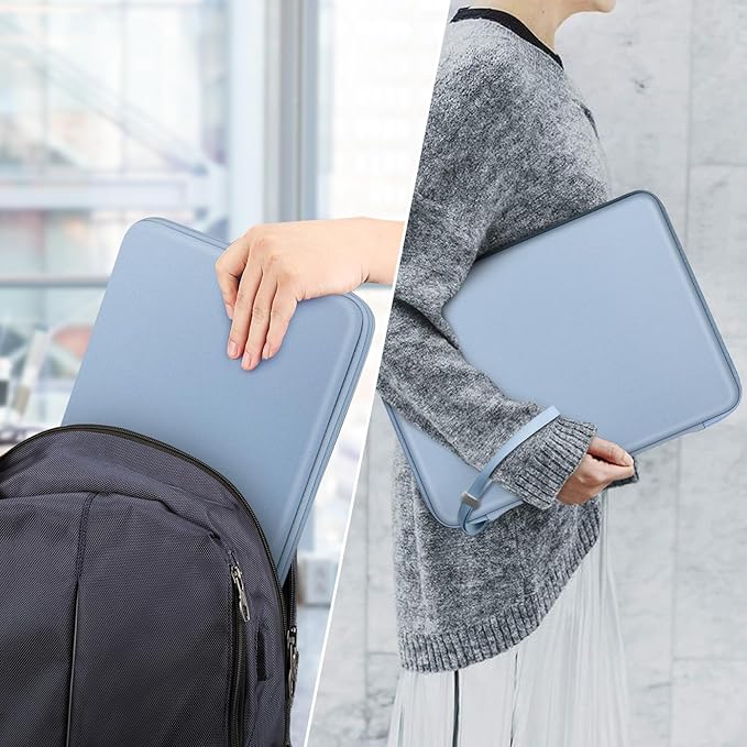 FINPAC Hard Laptop Sleeve Case for 15.3 inch MacBook Air M4 M3 M2 2025 2024, 16.2 inch MacBook Pro M4/M3/M2/M1 Pro/Max A2991 A2780 A2485 A2141, Waterproof Case for Surface Laptop/Book, Ice Blue