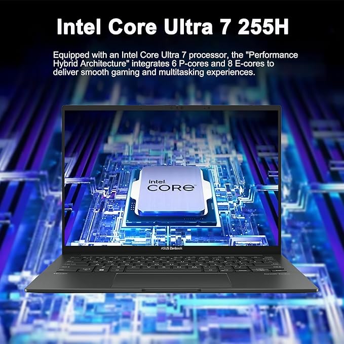 ASUS Zenbook 14 Designer Laptop 14" WUXGA Lumina OLED Touch (500nits HDR, 100% DCI-P3) Intel 16-core Ultra 7 255H (Up to 13 Tops) 16GB DDR5 1TB SSD for Work Business Win11 ICP Hub w/Copilot AI