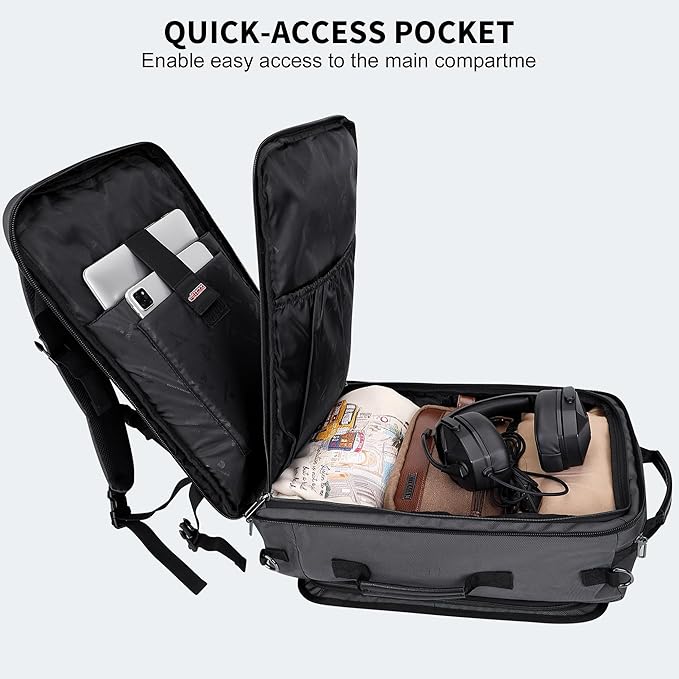 WITZMAN Travel Backpack for Men Women Laptop Backpack with USB Charging Port Carry-on Luggage Flight Approved(B686 Silvery Grey)