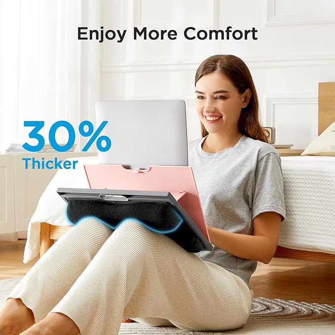 Adjustable Lap Desk - with 8 Adjustable Angles & Dual Cushions Laptop Stand for Car Laptop Desk, Work Table, Lap Writing Board & Drawing Desk on Sofa or Bed by HUANUO, Pink