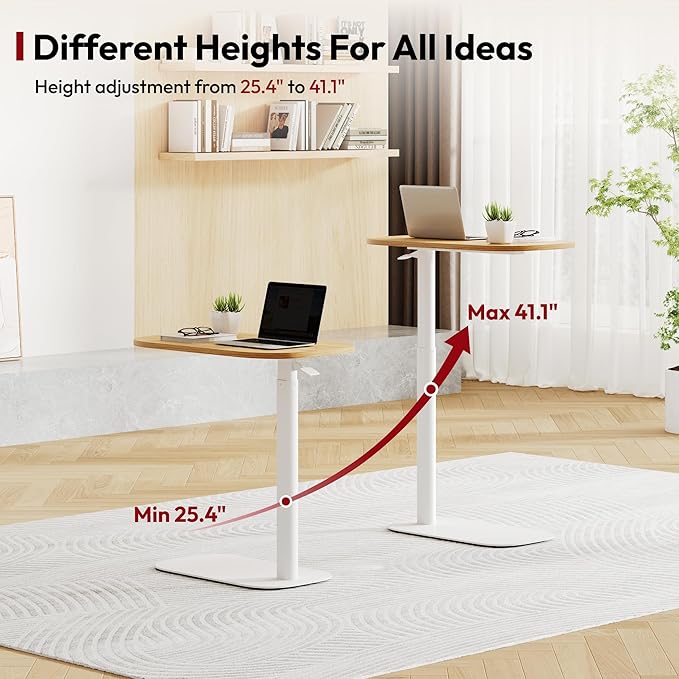 SANODESK Adjustable Overbed Bedside Table Pneumatic Adjustable Height Laptop Computer Standing Desk Cart with Tray, Hospital and Home Use(23.6" W x 13.8" D,Maple)