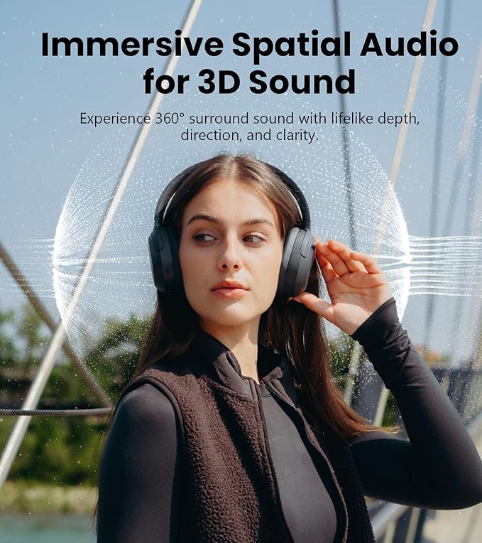 Edifier W820NB Plus Gen 2 Wireless Over-Ear Noise Cancelling Headphone, -49 dB ANC, LDAC Hi-Res Audio, 88H Playtime, Spatial Sound, AI Clear Calls, Bluetooth V6.1 & Multipoint - Dark Gray