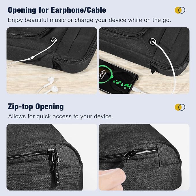 MoKo 12.9 Inch Tablet Sleeve Bag, Fits 13 Inch New iPad Pro M4 & Air M2 2024, iPad Pro 12.9 inch M2&M1, Galaxy Tab S9/S8 Plus 12.4", Multifunctional Bag with Shoulder and Headphone Port, Black