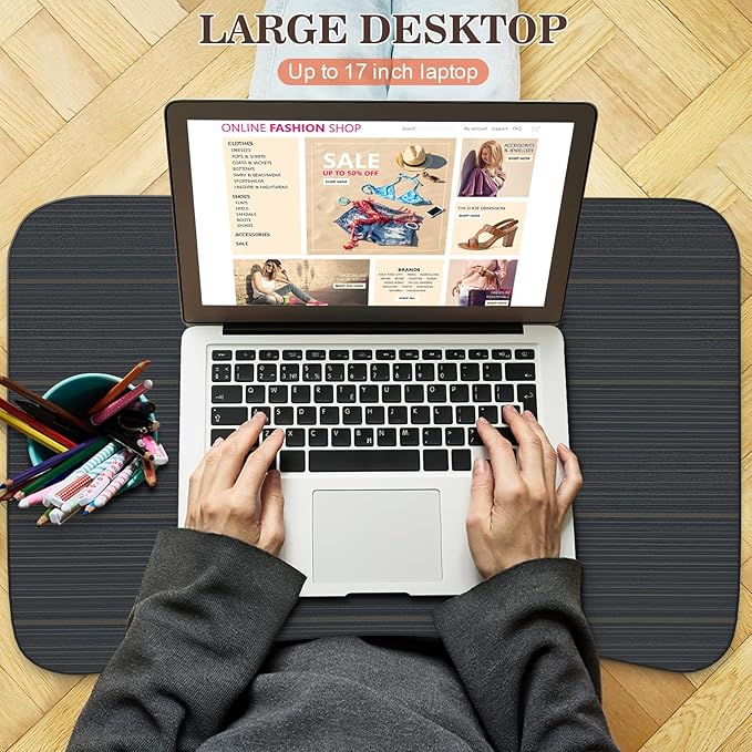 Zapuno Laptop Bed Desk, Foldable Laptop Tray Table with Tablet Slot, Lapdesk Laptop Stand for Bed Portable Standing Table for Bed Couch Floor