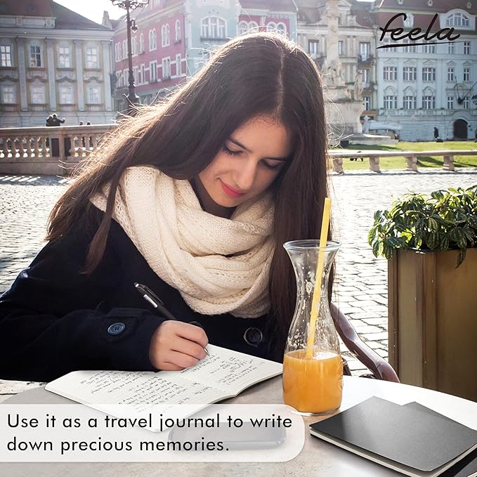 8 Pack Soft Cover Journal Bulk, Feela Notebooks College Ruled for Work, Lined Travel Journal for Women Men, Note Taking Notebook School Supplies Business Writing, 8.2” x 5.5”, A5, Black