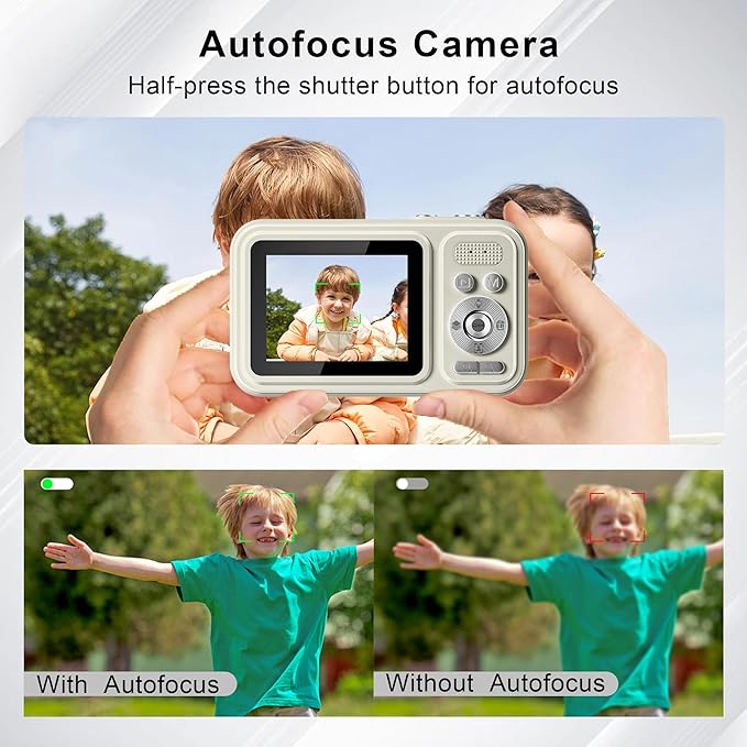 Digital Camera, FHD 1080P 48MP Kids Camera, Autofocus Point and Shoot Digital Cameras with 32GB Card, 16X Zoom Anti-Shake, Compact Small Camera with 1500mAH Built-in Batteries for Boys Girls Kids