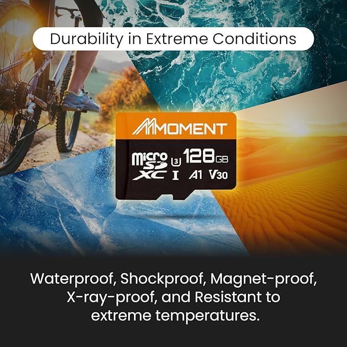 MMOMENT 128GB Micro SDXC Card, A1, UHS-I, U3, V30, Class10 Compatible, Read Speed Up to 95 MB/s,Write Speed Up to 60 MB/s, SD Adapter Included