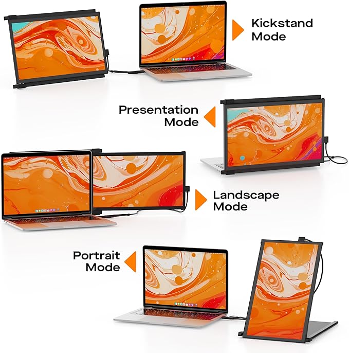 New Mobile Pixels Duex Plus DS Laptop Screen Extender, 13.3" FHD 1080P IPS Portable Monitor, Auto Rotation USB Type-C/HDMI Plug and Play Laptop Monitor, Windows/Mac/Android/Switch Compatible