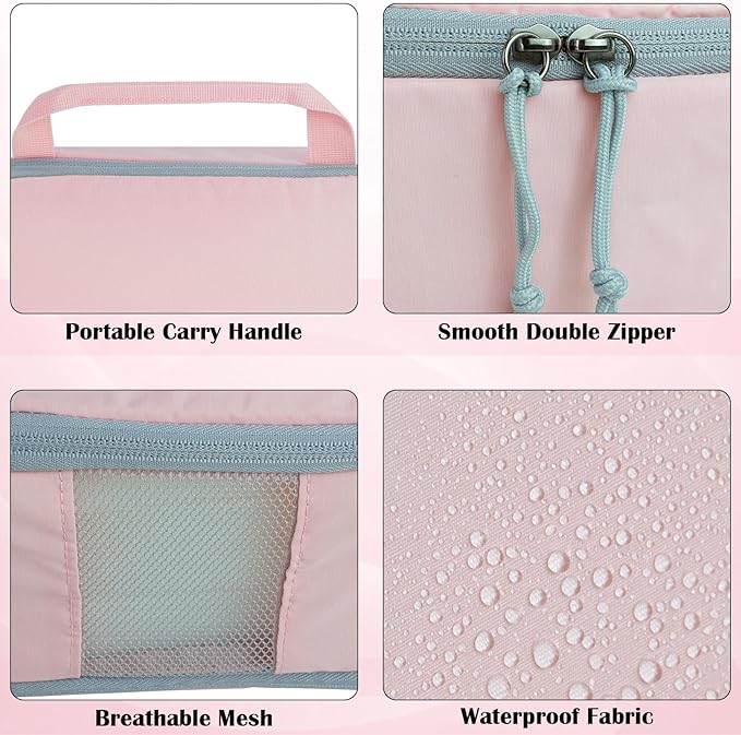 Extra Large Compression Packing Cubes for Travel Essentials, 2 Set Expandable Travel Cubes for Packing Compression Bags Luggage Suitcase Organizer, Pink