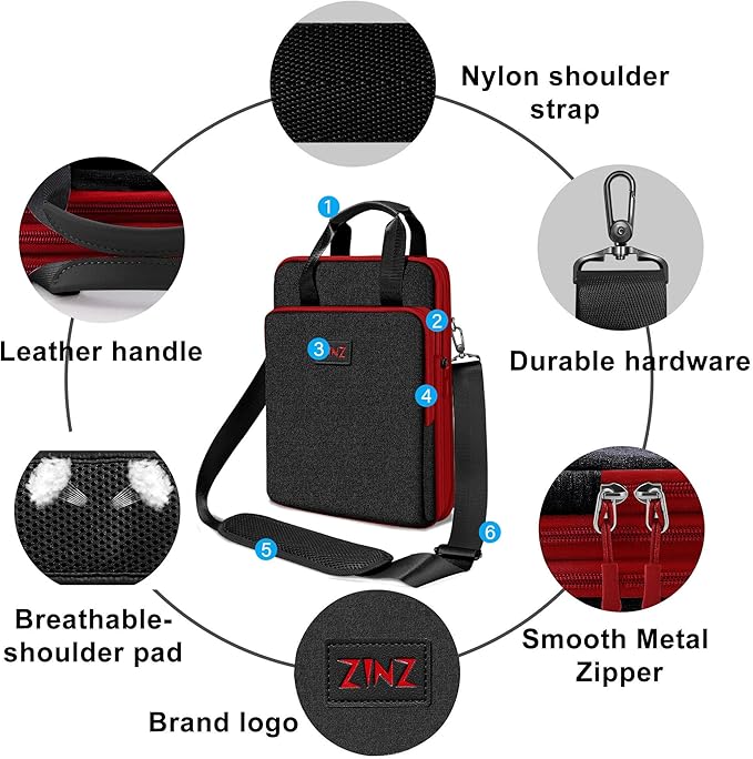 ZINZ Slim & Expandable Case 12.9 13 inch Travel Laptop Shoulder Bag for MacBook Air 13" M3/M2/M1, MacBook Pro 13" M2/M1, iPad Pro 12.9"/13"/11", iPad Air 13",B01K02
