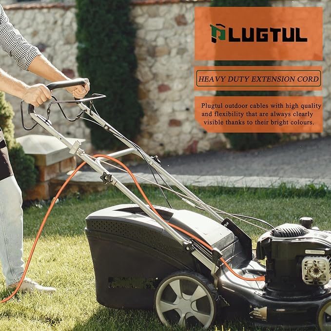 PLUGTUL 100 FT 12/3 Outdoor Extension Cord Waterproof, Heavy Duty 12 Gauge SJTW Extension Cord, 15A 1875W, ETL Listed, Great for Garden and Home, Orange