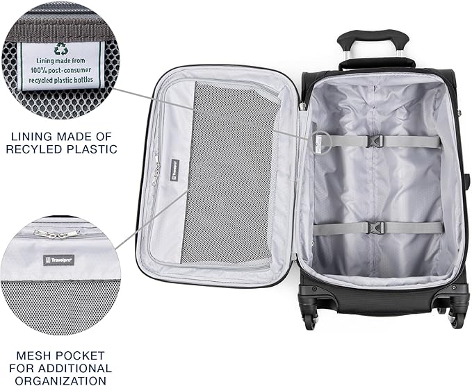 Travelpro Maxlite 5 Softside Expandable Carry on Luggage with 4 Spinner Wheels, Lightweight Suitcase, Men and Women, Black, Carry On 21-Inch