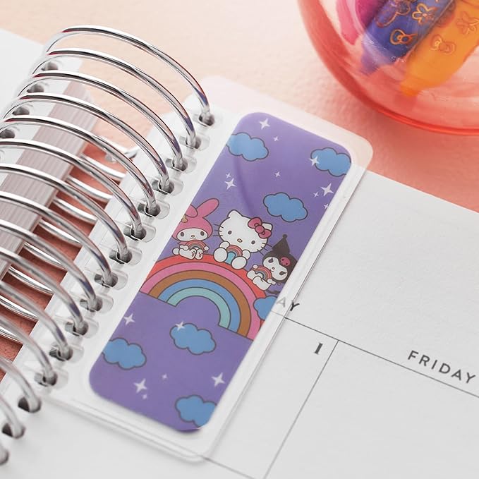 Erin Condren Snap-in Mini Planner Bookmark, Set of 3 Colorful Planner Accessories, Fits Spiral Coiled Notebooks & Agendas, Durable Plastic Page Markers for Stylish Organization, Hello Kitty 2
