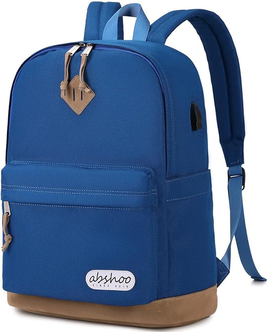 abshoo Basic Students Backpack For School Middle High School Water Resistant College Bookbag Travel Daypack (Klein Blue)