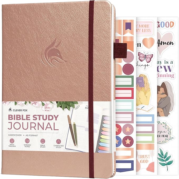 Clever Fox Bible Study Journal – Church Notes Notebook – Note Taking & Journaling Kit – Faith Based Religious Gifts & Accessories (Rose Gold)