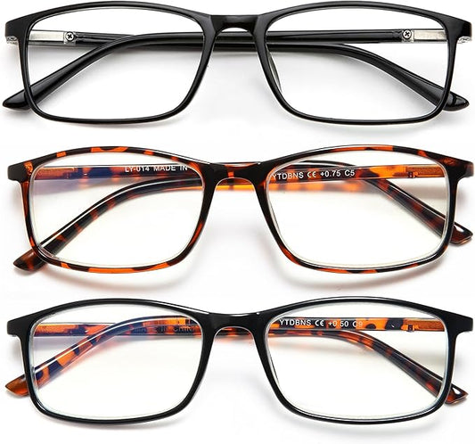 Professional Reading Glasses for Men/Women, Blue Light Blocking Computer Readers with Spring Hinges for Glare and UV Protection