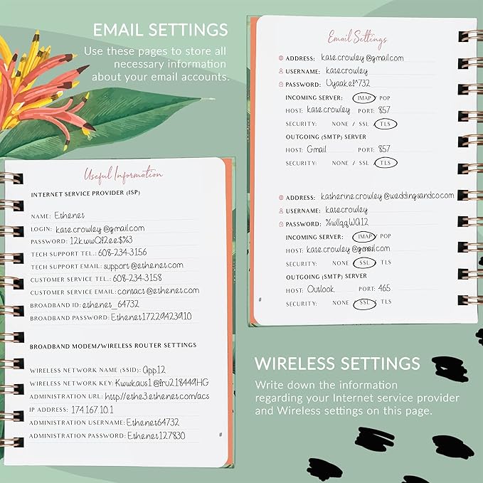 PLANBERRY Password Book Premium – Small Internet Address Organizer with A-Z Tabs – Pocket Website Password Keeper with Alphabetical Tabs – 4.7x5.7″, Hardcover (African Green)